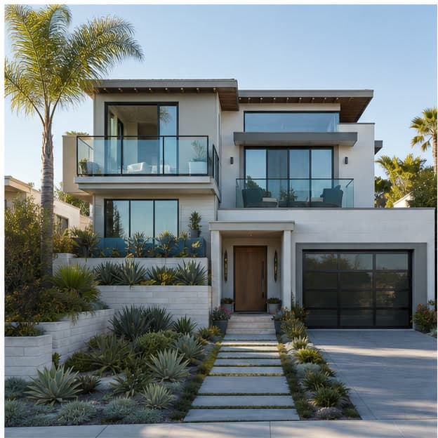 Synthetic coastal house exterior input