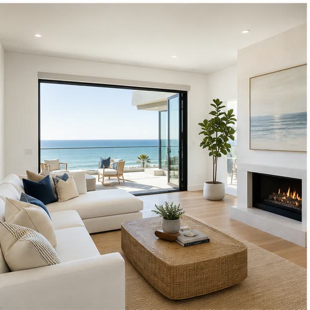 Synthetic coastal house living room input