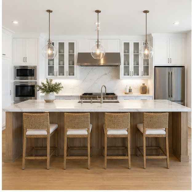 Synthetic coastal house kitchen input