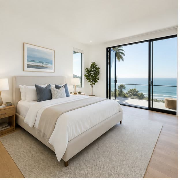 Synthetic coastal house bedroom input