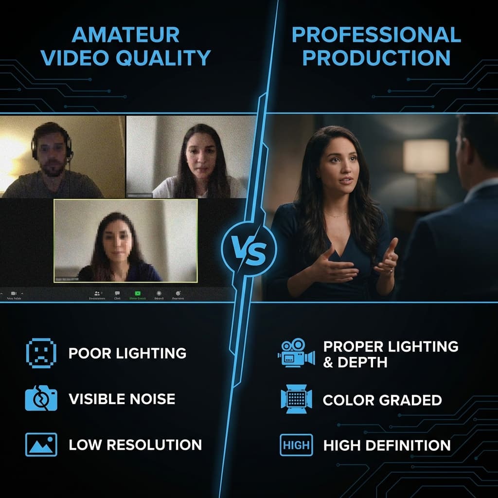 Vergleich der Qualität von Amateur- und professioneller Videoproduktion